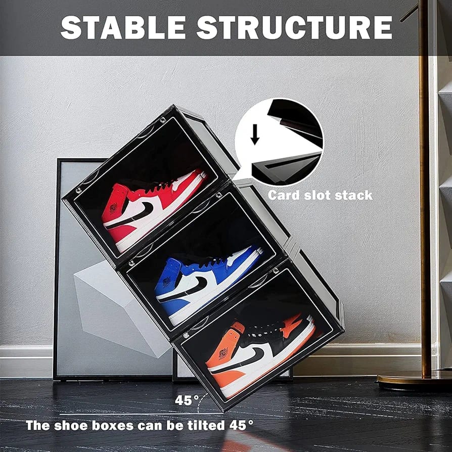 Black Box For Shoes, Black Sneaker Shoe Box, Shoe Plastic Box For Storage